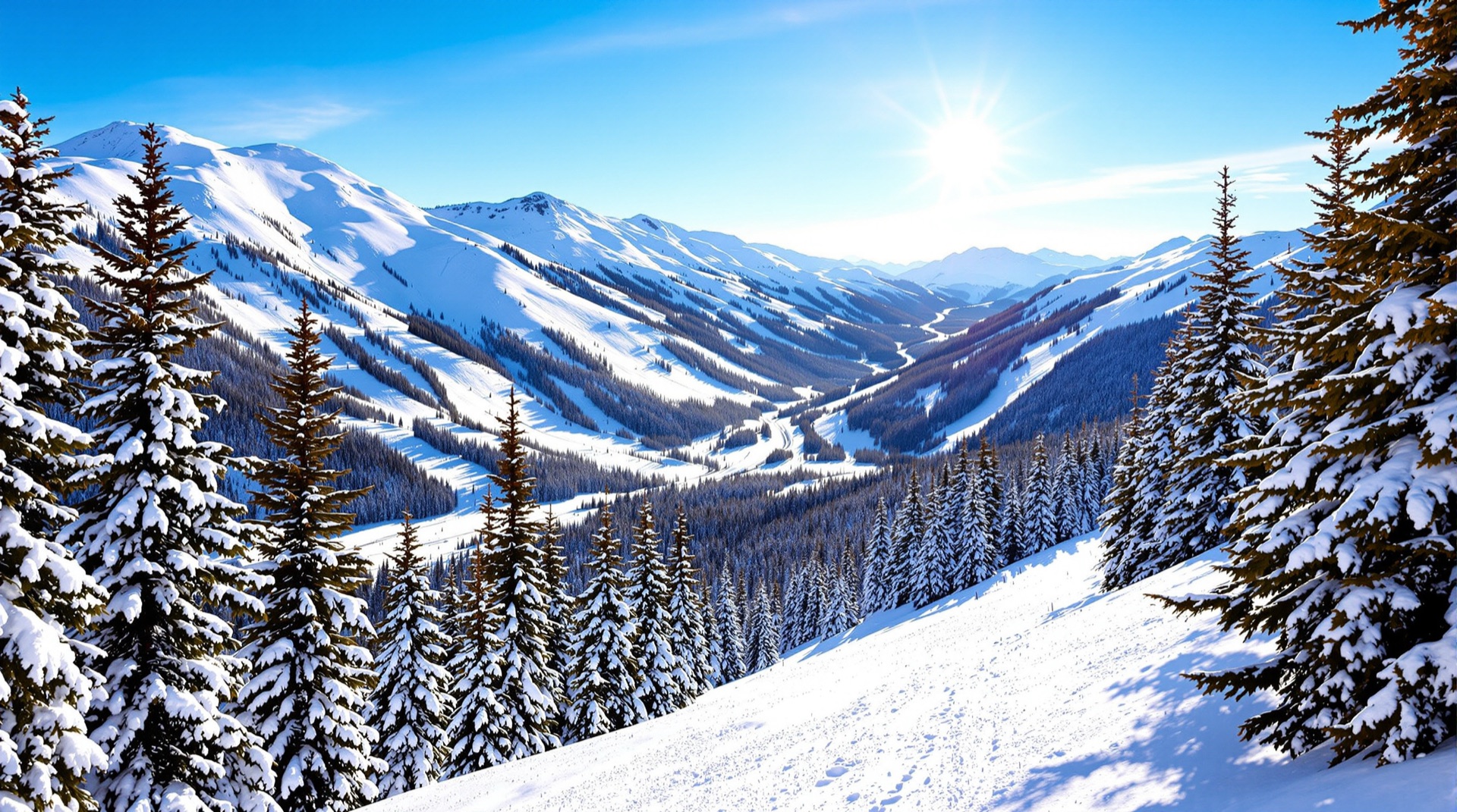 Sun Peaks ski slopes near Kamloops BC in winter