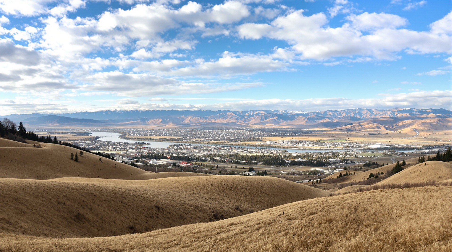 Panoramic Thompson River valley view from the Maverick Motor Inn Kamloops