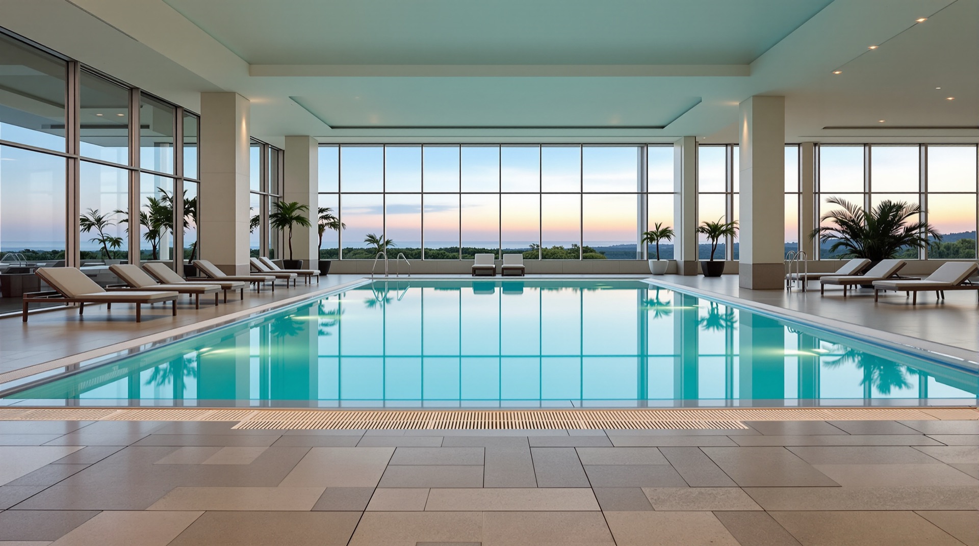 Heated indoor pool with high glass wall at the Maverick Motor Inn Kamloops